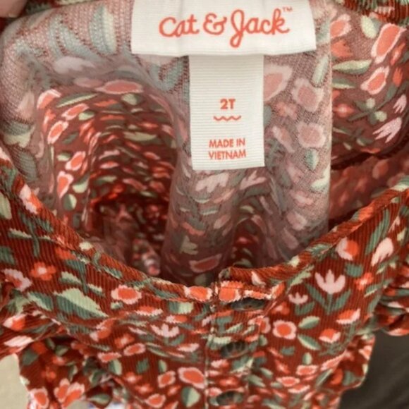 Toddler Girls Floral Ruffle Corduroy Long Sleeve Dress - Cat & Jack - Picture 4 of 7